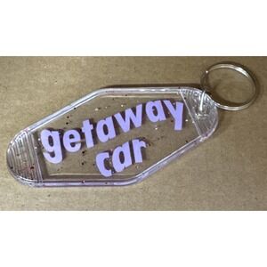 Motel Style Handmade Keychain GETAWAY CAR Clear Sparkle Taylor Swift Inspired